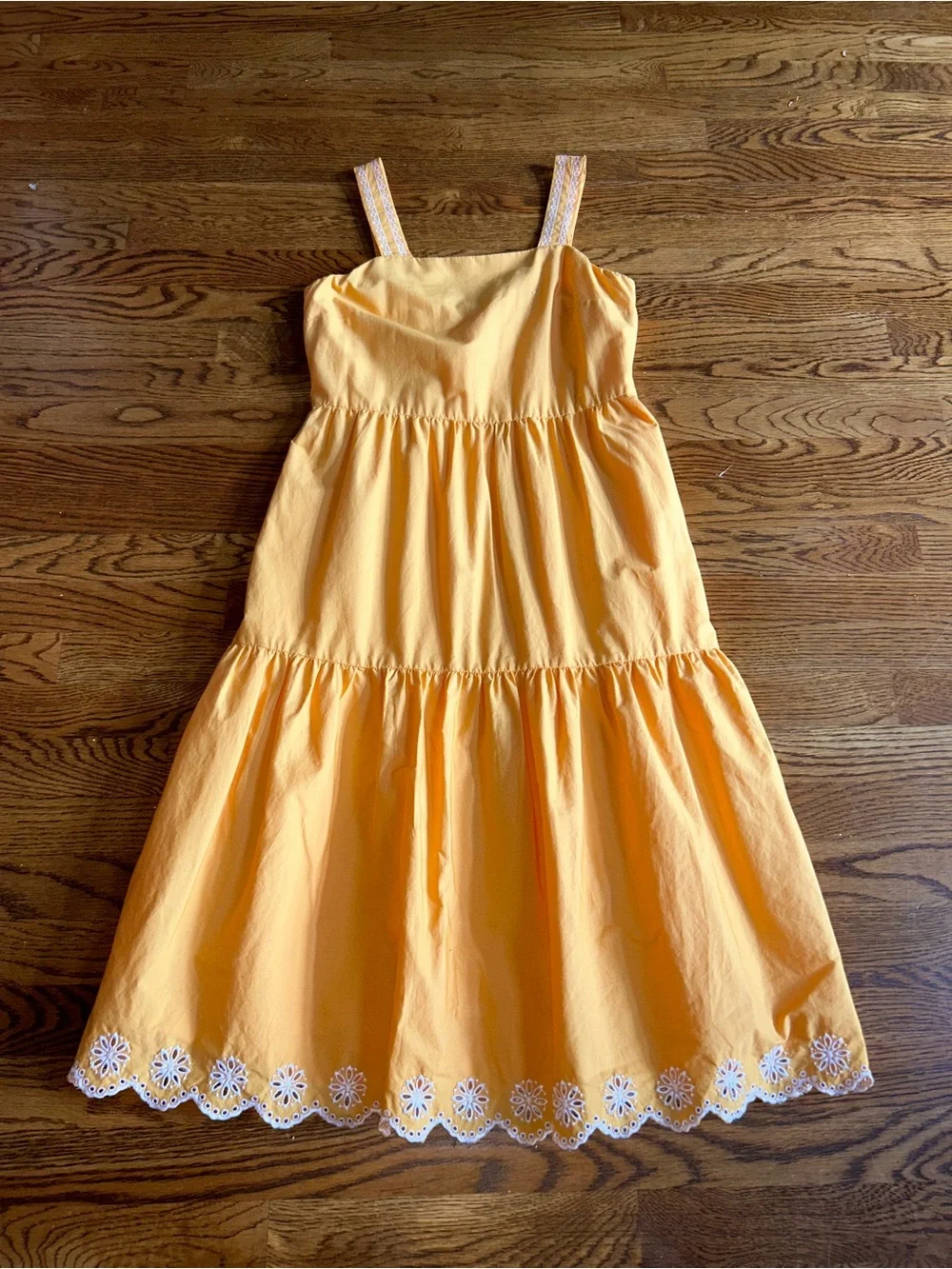 J.Crew Factory Eyelet HemMidi Dress Size 2 Cottagecore Coastal Grandmother